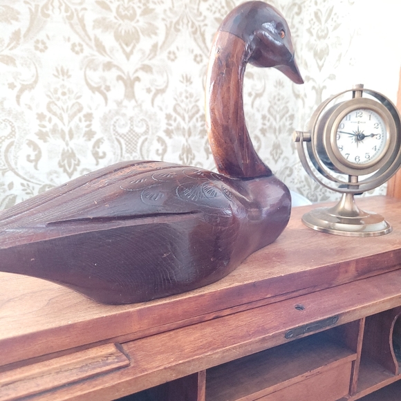 Rustic Cabin Wooden Duck Carved Bird Cabincore Shelf Decor Made in Canada - Picture 13 of 13
